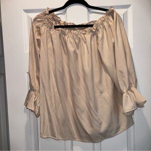 Off the Shoulder Satin Cream Top